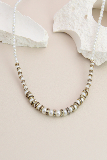 Wholesaler Bellissima - Pearl necklace decorated with rhinestones