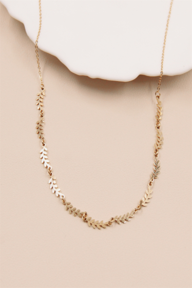 Wholesaler Bellissima - Small leaves necklace in stainless steel.