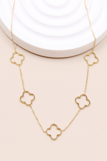 Wholesaler Bellissima - Clover fine chain necklace in stainless steel