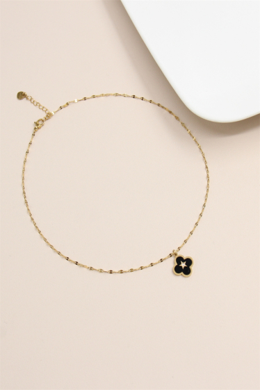 Wholesaler Bellissima - Clover necklace decorated with star in stainless steel