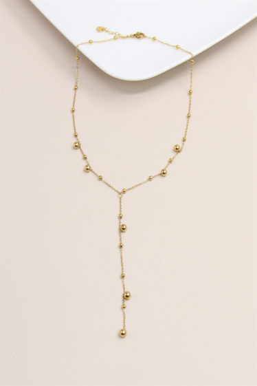 Mayorista Bellissima - Collar "Y" decorado con perla de acero inoxidable