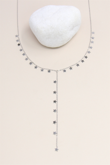 Wholesaler Bellissima - "Y" necklace decorated with star in stainless steel