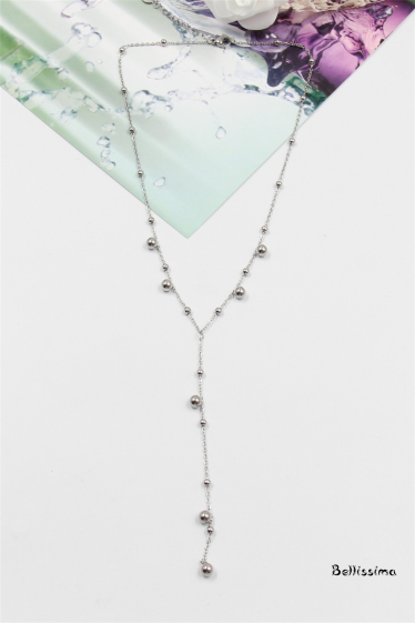 Großhändler Bellissima - Halskette mit Y-Perlen aus Edelstahl