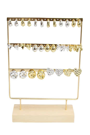 Wholesaler Bellissima - Lot 16 pairs of stainless steel earrings with display included