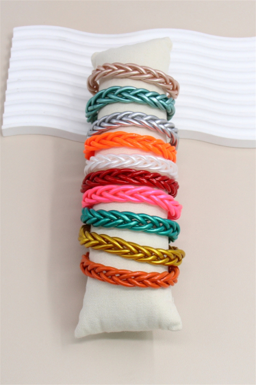 Grossiste Bellissima - Lot de 10 bracelets Bouddhiste double tressé pailleté souple couleurs assortis