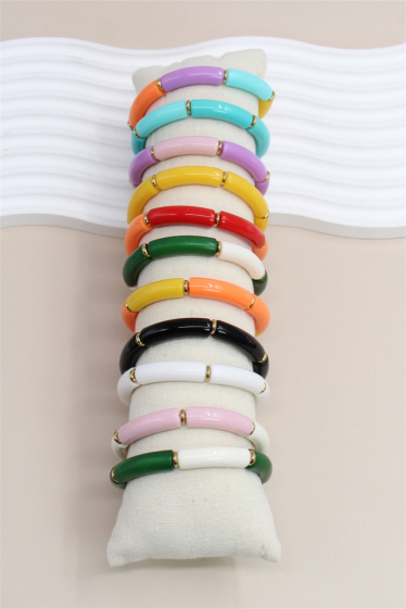 Mayorista Bellissima - Set de 12 pulseras elásticas de resina con display incluido
