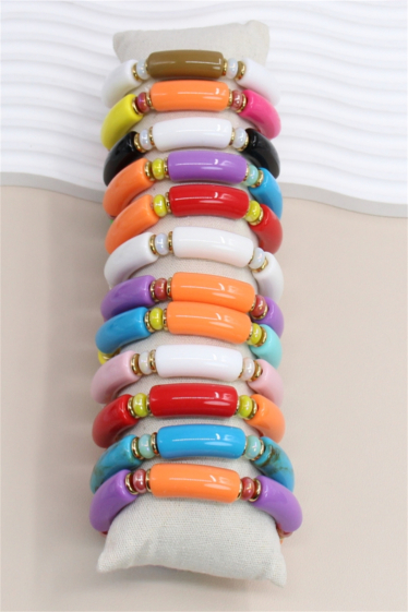 Wholesaler Bellissima - Set of 12 elastic resin bracelet with display included