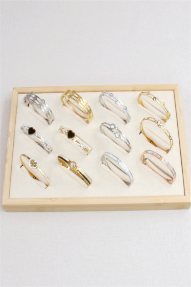 Wholesaler Bellissima - Lot of 12 Bangle bracelet adorned with zirconium crystal in stainless steel
