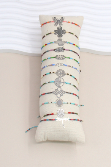 Grossiste Bellissima - Lot de 12 bracelets ajustable filigrane avec présentoir inclus