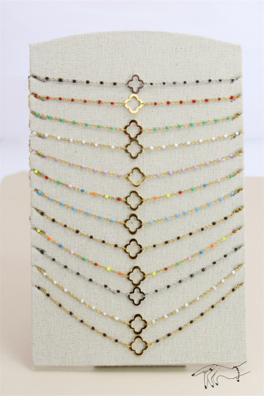 Grossiste Bellissima - Lot de 12 pcs Bracelet chaîne fine acier inoxydable présentoir bijoux inclus