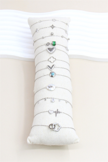Grossiste Bellissima - Lot de 12 pcs bracelets en acier inoxydable avec présentoir inclus