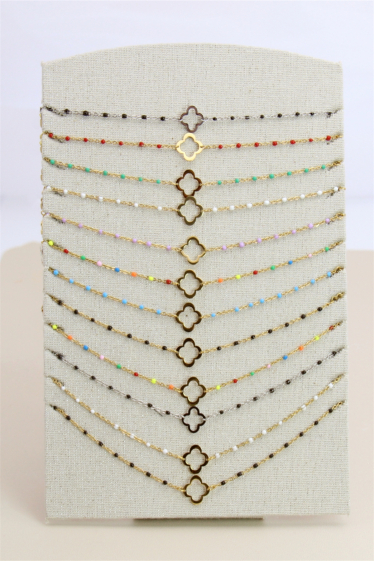 Großhändler Bellissima - Set mit 12 Stück Kleeblatt-Halskette aus feinem Edelstahl