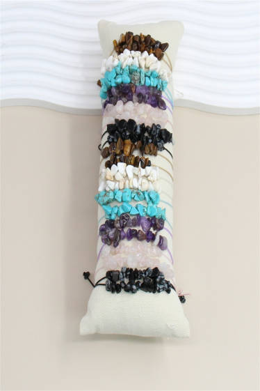 Großhändler Bellissima - Set mit 24 gefühlvollen Steinarmbändern in verschiedenen Farben