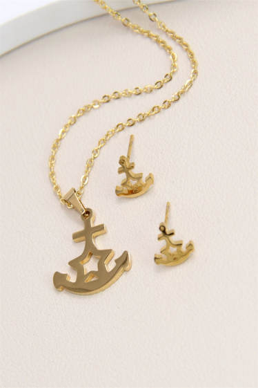 Wholesaler Bellissima - Anchor adornment decorated with star in stainless steel