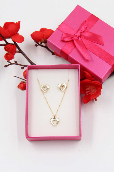 Wholesaler Bellissima - Stainless steel heart set with display