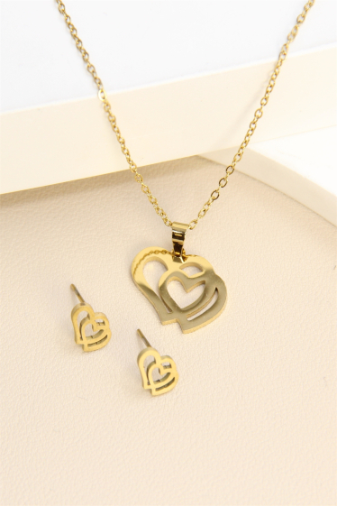 Wholesaler Bellissima - Double intertwined heart adornment in stainless steel