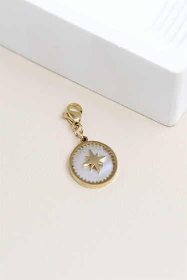 Wholesaler Bellissima - Charm's pearly star pendant in stainless steel