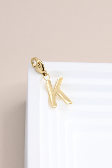 Wholesaler Bellissima - Charm's letter "K" pendant in stainless steel