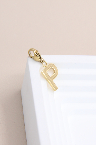 Wholesaler Bellissima - Charm's letter "P" pendant in stainless steel