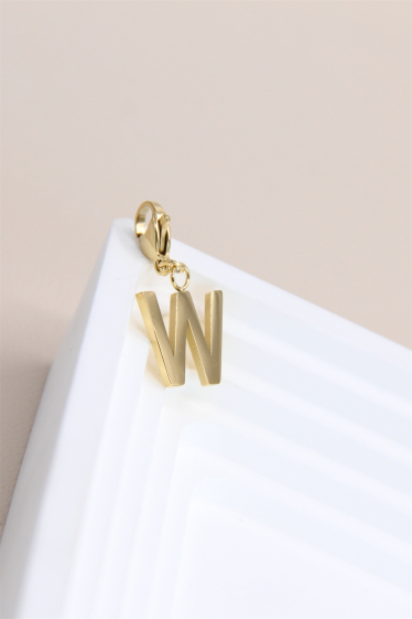 Wholesaler Bellissima - Charm's letter "W" pendant in stainless steel