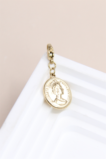 Wholesaler Bellissima - Charm's coin pendant in stainless steel