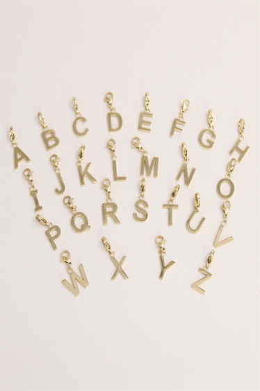 Wholesaler Bellissima - Pendant lot from A to Z Charm's alphabetical 26 letters in stainless steel