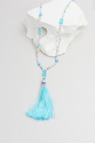 Großhändler Bellissima - Mehrfarbige Teddybär-Halskette mit Perlenbommel