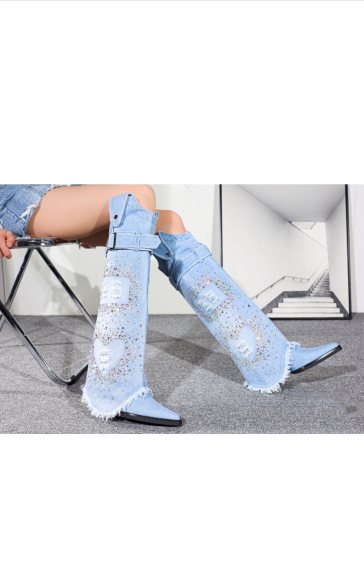 Grossiste Bello Star - Bottes à talon en matières jeans