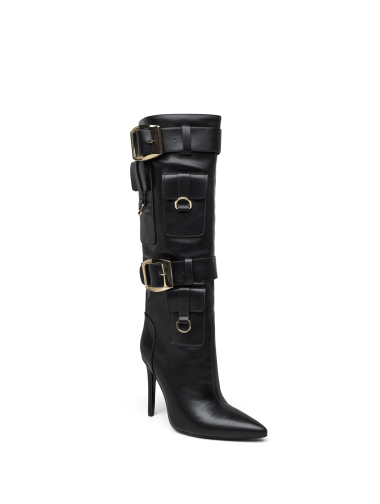Wholesaler Bello Star - heeled ankle boot with two buckles and piercing in imitation leather