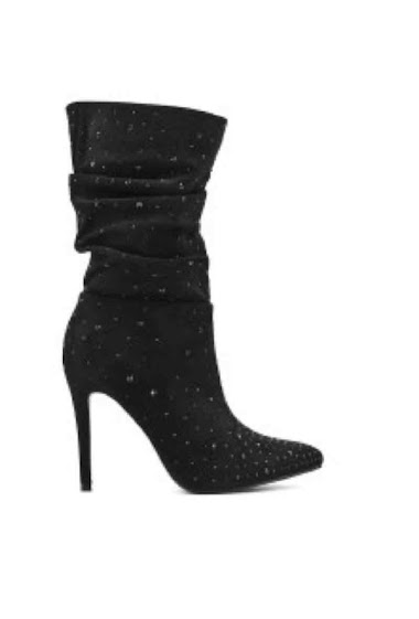 Wholesaler Bello Star - faux suede ankle boot with heels and rhinestones