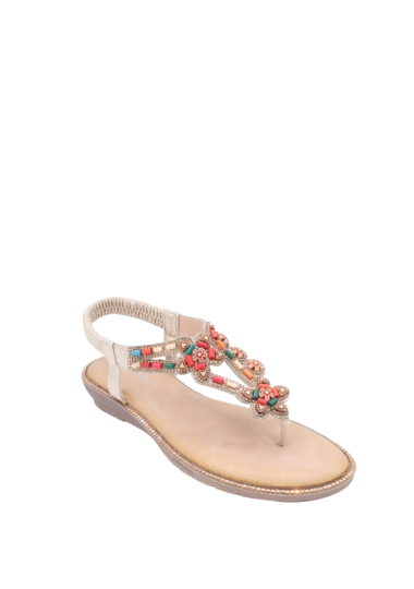 Grossiste Bello Star - sandales plate à strass avec décoration fleur