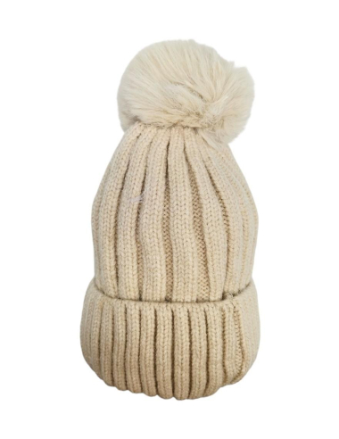 Wholesaler Best Angel-Fashion Kingdom - Plain beanie with pompom, cuff and unisex lining