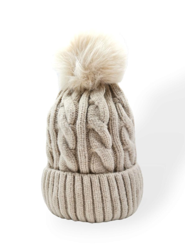 Wholesaler Best Angel-Fashion Kingdom - Plain beanie with pompom, cuff and unisex lining