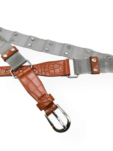 Wholesaler Best Angel-Fashion Kingdom - Bi-material belt with metal and rhinestones