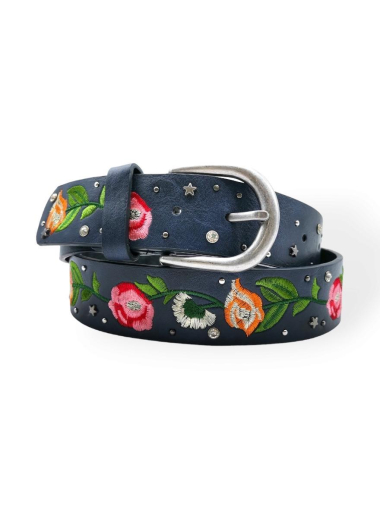 Wholesaler Best Angel-Fashion Kingdom - Studded belt with flower embroidery for women