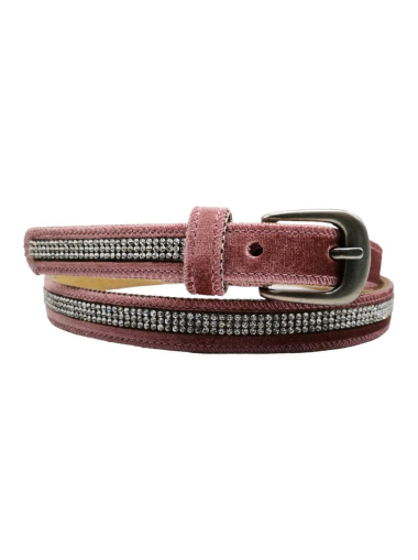 Wholesaler Best Angel-Fashion Kingdom - Thin velvet effect belt with rhinestones