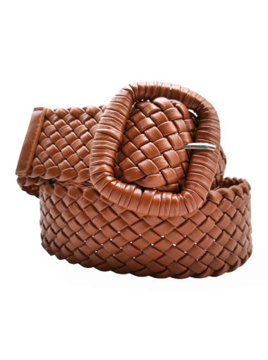 Wholesaler Best Angel-Fashion Kingdom - Single-color braided belt with large rectangle buckle
