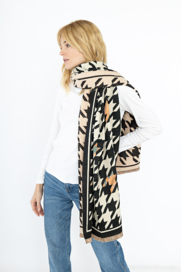 Großhändler Best Angel-Fashion Kingdom - Dicker doppelseitiger Schal für Damen mit Hahnentrittmuster