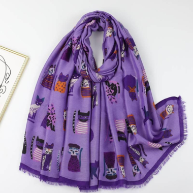 Großhändler Best Angel-Fashion Kingdom - Langer Schal mit Katzenprint