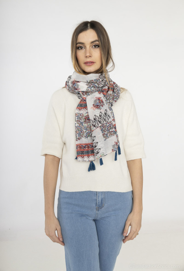 Großhändler Best Angel-Fashion Kingdom - Schal mit Pompon und Aufdruck