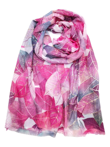 Wholesaler Best Angel-Fashion Kingdom - Leaf print scarf with gilding
