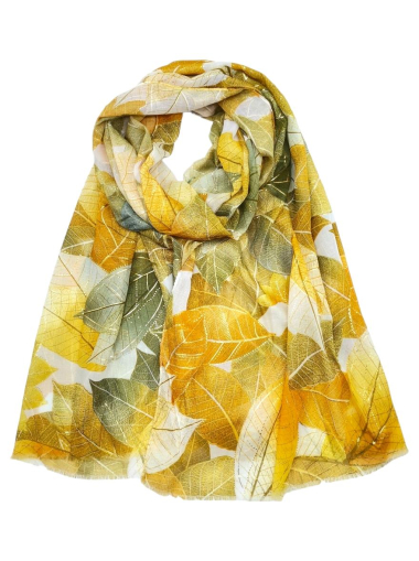 Mayorista Best Angel-Fashion Kingdom - Fular estampado hojas con dorado