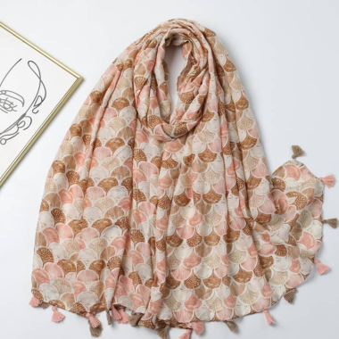 Wholesaler Best Angel-Fashion Kingdom - Printed scale pattern scarf with pompoms