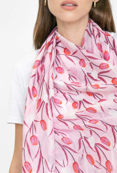 Wholesaler Best Angel-Fashion Kingdom - Tulip print scarf with gilding