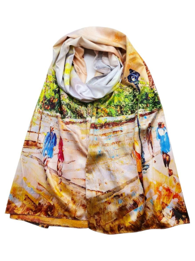 Großhändler Best Angel-Fashion Kingdom - Langer doppelseitiger Schal, seidenartig – Van Gogh