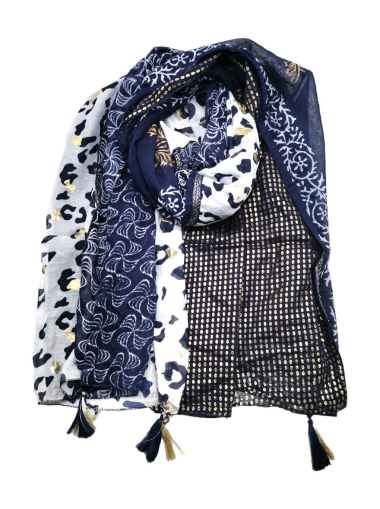 Wholesaler Best Angel-Fashion Kingdom - Patchwork cotton scarf with leopard pattern