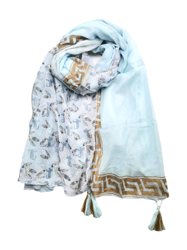 Wholesaler Best Angel-Fashion Kingdom - Cotton patchwork scarf with pompom and gilding