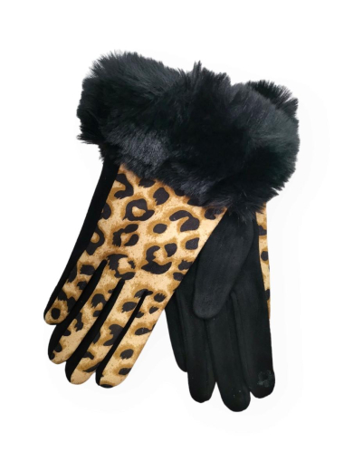 Wholesaler Best Angel-Fashion Kingdom - Leopard print glove with faux fur sleeve