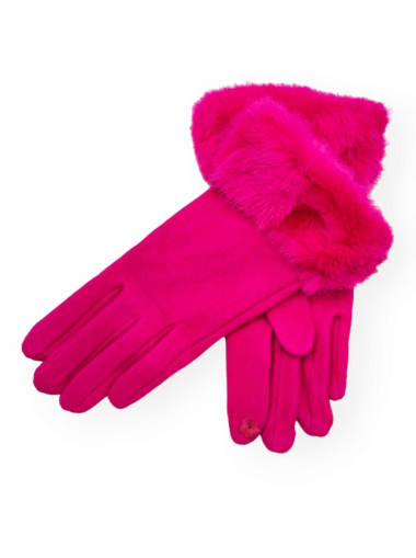 Wholesaler Best Angel-Fashion Kingdom - Single-color women's glove with faux fur edge