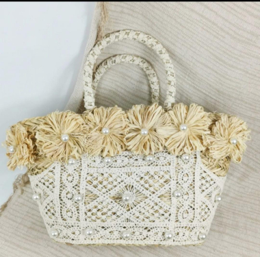 Wholesaler Best Angel-Fashion Kingdom - Large straw basket with lace and pearl decoration